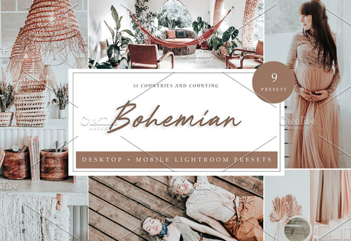 27 پریست رنگی لایت روم 2021 حرفه ای Bohemian Lightroom Presets