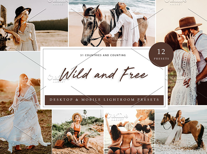 36 پریست لایت روم حرفه ای تم رها و آزاد Wild And Free Lightroom Presets 36 پریست لایت روم حرفه ای تم رها و آزاد Wild And Free Lightroom Presets