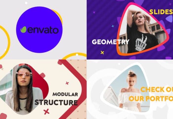 پروژه آماده پریمیر اسلایدشو با موزیک اشکال هندسی Geometric Slideshow Premiere Pro MOGRT
