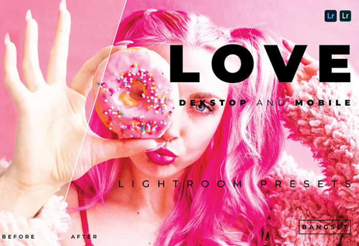 20 پریست رنگی لایت روم حرفه ای تم عشق صورتی Love Lightroom Preset
