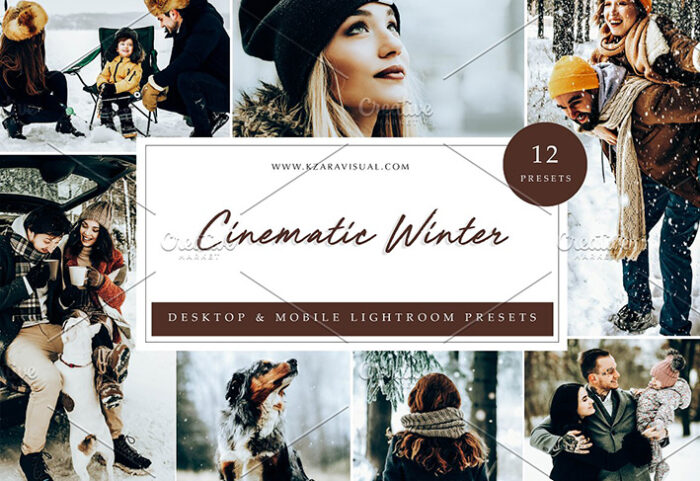 36 پریست سینماتیک زمستانی حرفه ای لایت روم Cinematic Winter Lightroom presets