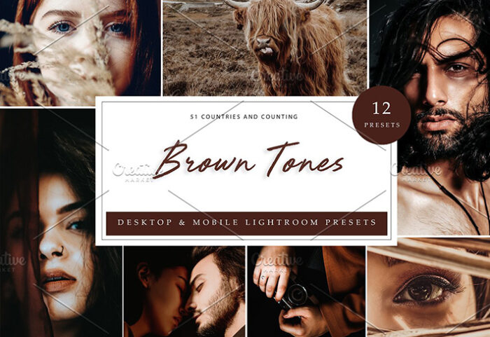 36 پریست لایت روم حرفه ای تم قهوه ای Brown Tones Lightroom Presets