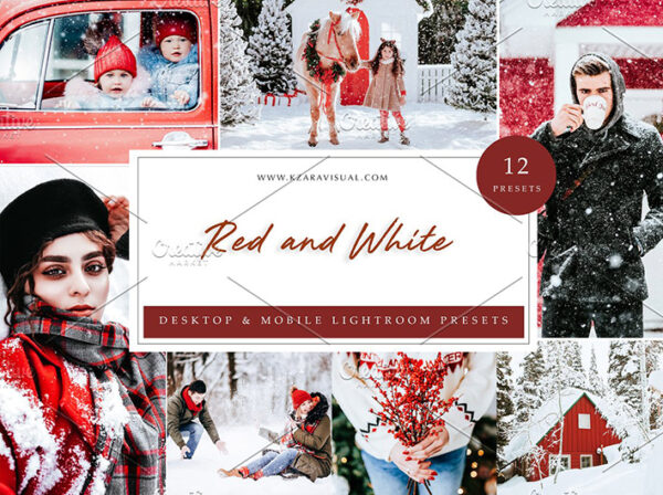 36 پریست لایت روم زیبا تم رنگی قرمز و سفید Red and White Lightroom Presets