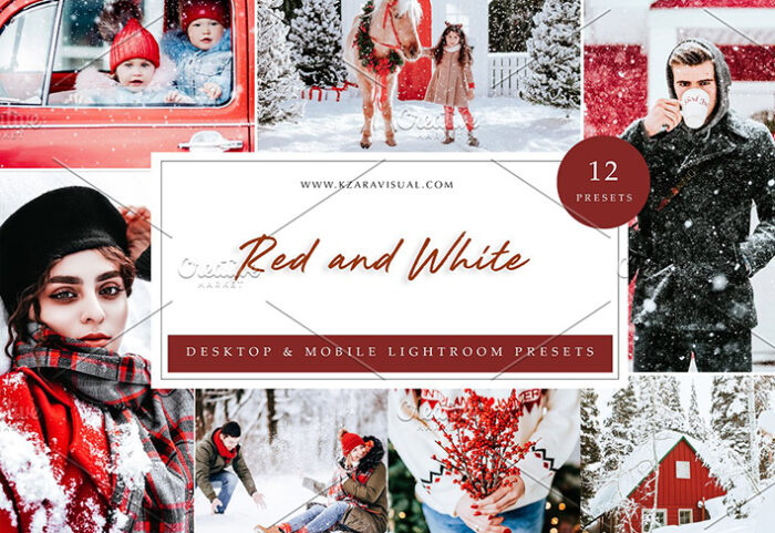 36 پریست لایت روم زیبا تم رنگی قرمز و سفید Red and White Lightroom Presets
