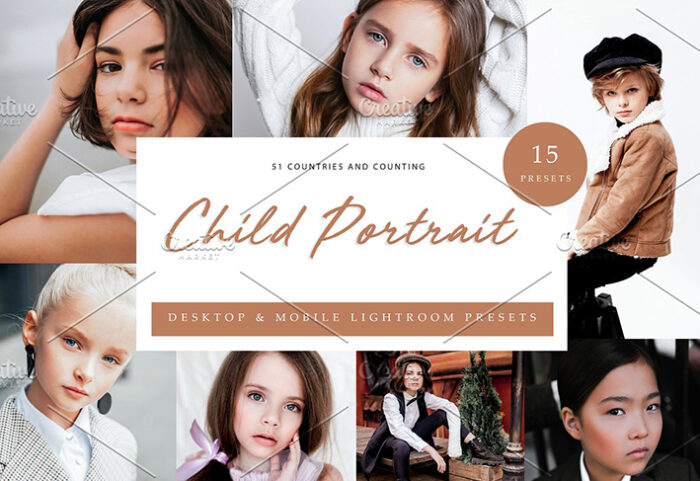 45 پریست لایت روم حرفه ای پرتره کودک Child Portrait Lightroom Presets