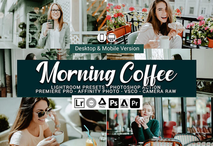 49 پریست لایت روم و کمرا راو و اکشن فتوشاپ و لات رنگی Morning Coffee Lightroom Presets