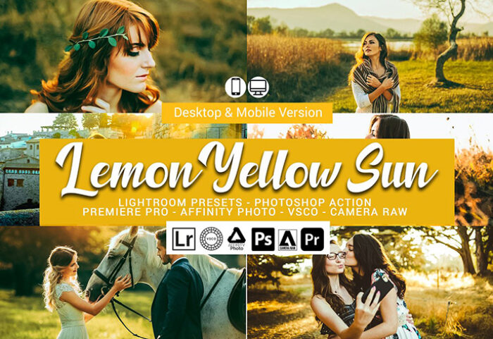 61 پریست لایت روم و کمرا راو و اکشن فتوشاپ و لات رنگی Lemon Yellow Sun Lightroom Presets