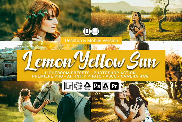 61 پریست لایت روم و کمرا راو و اکشن فتوشاپ و لات رنگی Lemon Yellow Sun Lightroom Presets 61 پریست لایت روم و کمرا راو و اکشن فتوشاپ و لات رنگی Lemon Yellow Sun Lightroom Presets