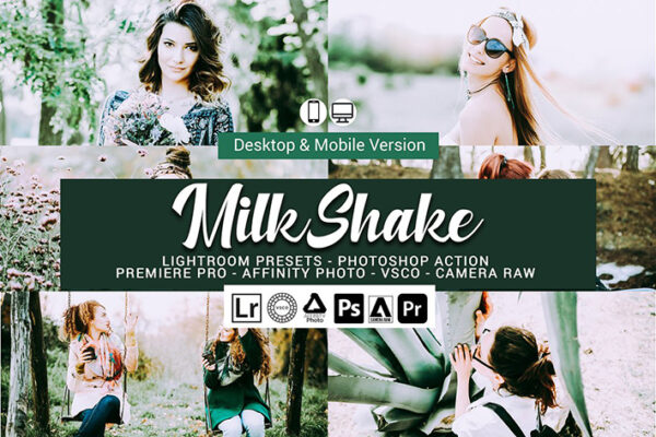 61 پریست لایت روم و کمرا راو و اکشن فتوشاپ و لات رنگی Milk Shake Lightroom Presets