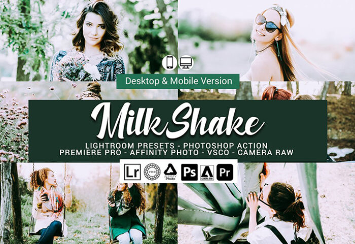 61 پریست لایت روم و کمرا راو و اکشن فتوشاپ و لات رنگی Milk Shake Lightroom Presets