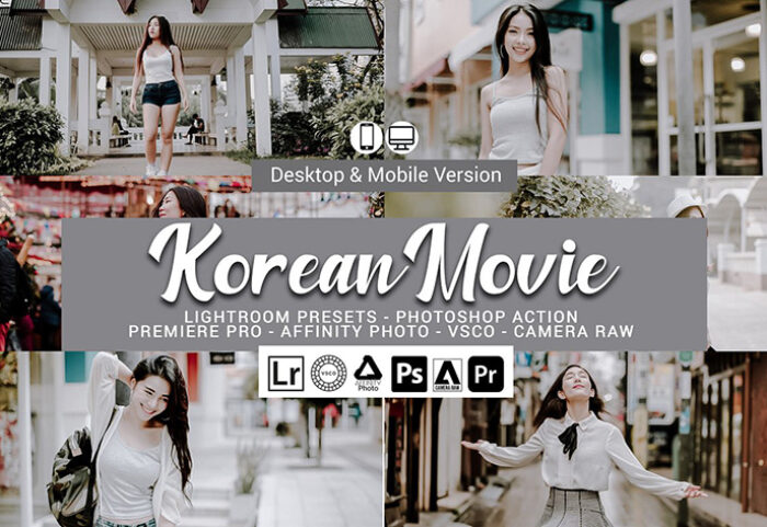 73 پریست لایت روم و کمرا راو و اکشن فتوشاپ و لات رنگی Korean Movie Lightroom Presets