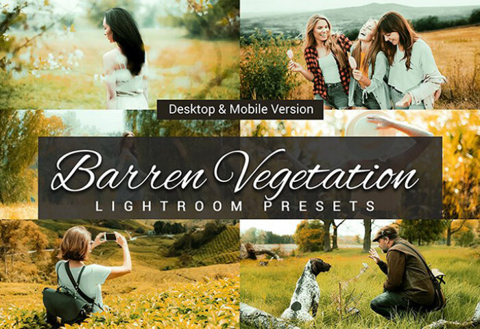 80 پریست لایت روم و کمرا راو و اکشن فتوشاپ و لات رنگی Barren Vegetation Lightroom Presets