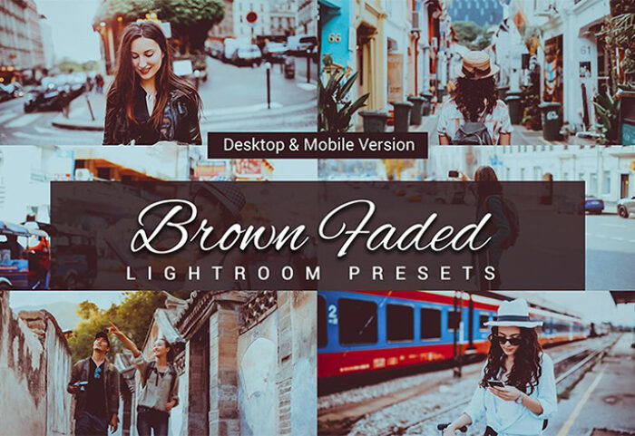 80 پریست لایت روم و کمرا راو و اکشن فتوشاپ و لات رنگی Brown Faded Lightroom Presets