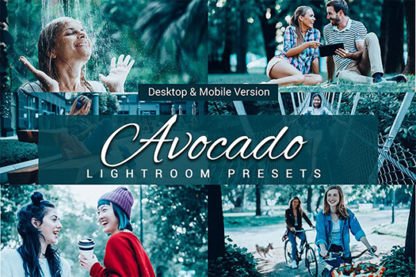 80 پریست لایت روم و کمرا راو و اکشن فتوشاپ و لات رنگی تم آوکادو Avocado Lightroom Presets