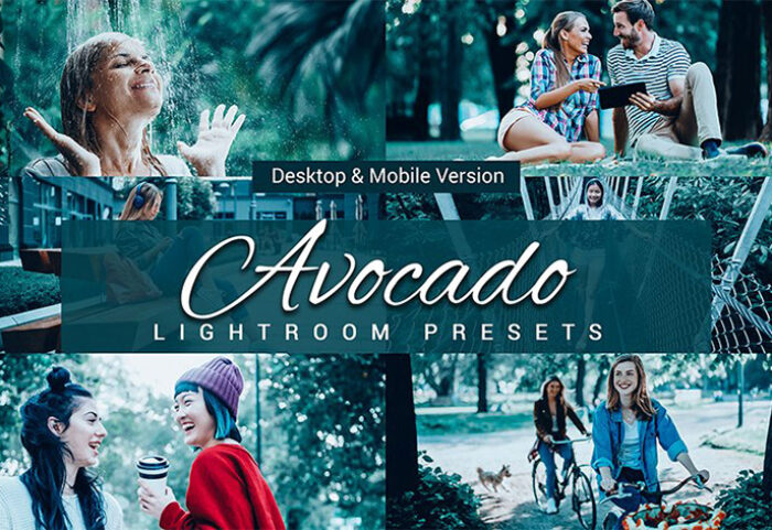 80 پریست لایت روم و کمرا راو و اکشن فتوشاپ و لات رنگی تم آوکادو Avocado Lightroom Presets