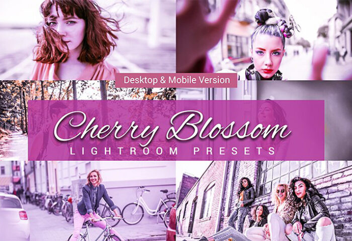80 پریست لایت روم و کمرا راو و اکشن فتوشاپ و لات رنگی تم شکوفه گیلاس Cherry Blossom Lightroom Presets