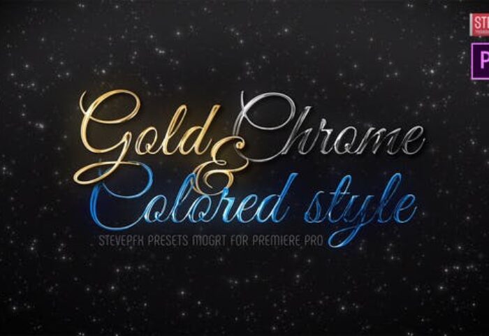 تایتل آماده پریمیر پرو 2021 تم فلزی و طلایی Gold Chrome Colored Steel Titles