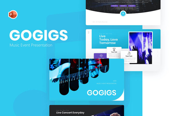 قالب پاورپوینت حرفه ای تجارت و شرکتی Gogigs Music Event Powerpoint Template