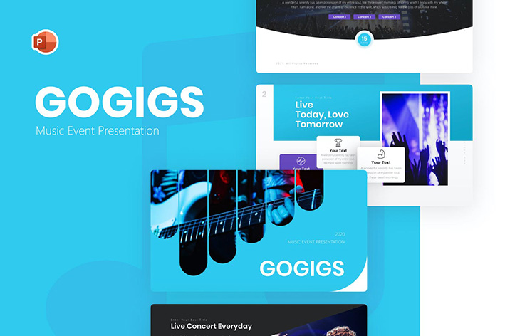 قالب پاورپوینت حرفه ای موسیقی و کنسرت Gogigs Music Event Powerpoint Template قالب پاورپوینت حرفه ای موسیقی و کنسرت Gogigs Music Event Powerpoint Template