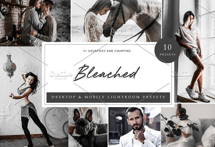 پریست لایت روم سینمایی حرفه ای تم نقره ای Bleached Lightroom Presets