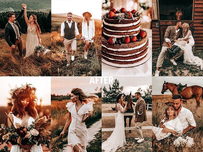 پریست لایت روم عکس عروسی تم عشق روستایی RUSTIC BOHO LIGHTROOM PRESETS پریست لایت روم عکس عروسی تم عشق روستایی RUSTIC BOHO LIGHTROOM PRESETS