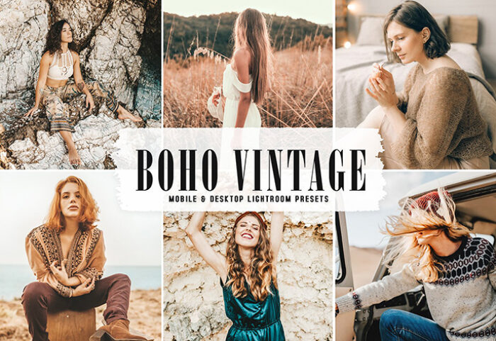 40 پریست لایت روم و پریست کمرا راو و اکشن فتوشاپ Boho Vintage Lightroom Presets