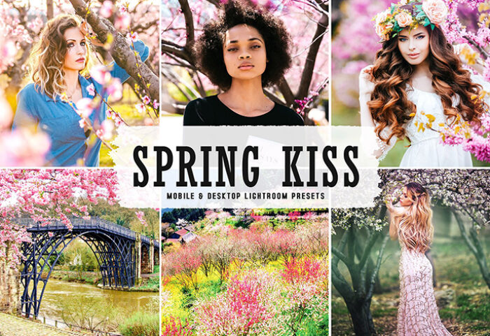 40 پریست لایت روم و پریست کمرا راو و اکشن فتوشاپ تم بوسه بهاری Spring Kiss Lightroom Presets