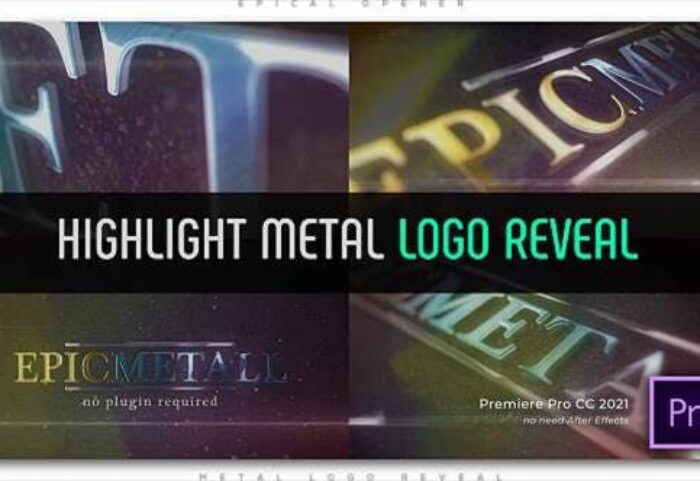 پروژه پریمیر لوگو حرفه ای 2021 افکت متالیک Highlight Metal Logo Reveal