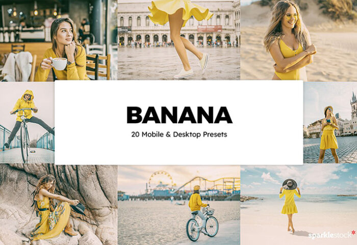 پریست لایت روم و پریست کمرا راو فتوشاپ و لات رنگی تم رنگی موز Banana Lightroom Presets And LUTs