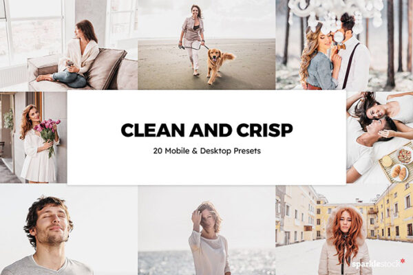 20 پریست لایت روم روشن و کمرا راو و لات رنگی Clean and Crisp Lightroom Presets