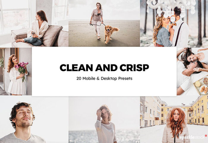 20 پریست لایت روم روشن و کمرا راو و لات رنگی Clean and Crisp Lightroom Presets