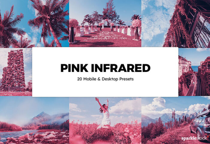 20 پریست لایت روم صورتی و کمرا راو و لات رنگی Pink Infrared Lightroom Presets