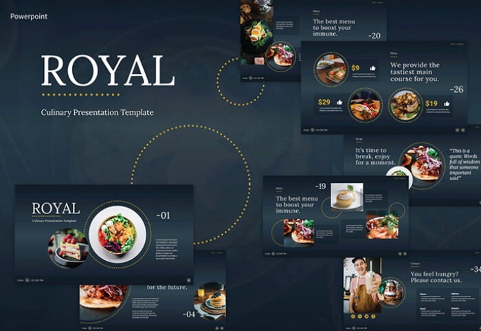 35 قالب پاورپوینت و گوگل اسلایدر تم معرفی رستوران Culinary Powerpoint Templates