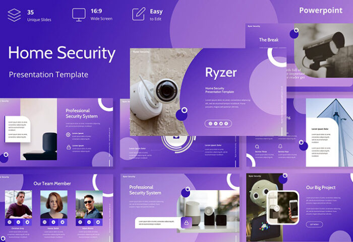 35 قالب پاورپوینت و گوگل اسلایدر دوربین مدار بسته Home Security Powerpoint Templates