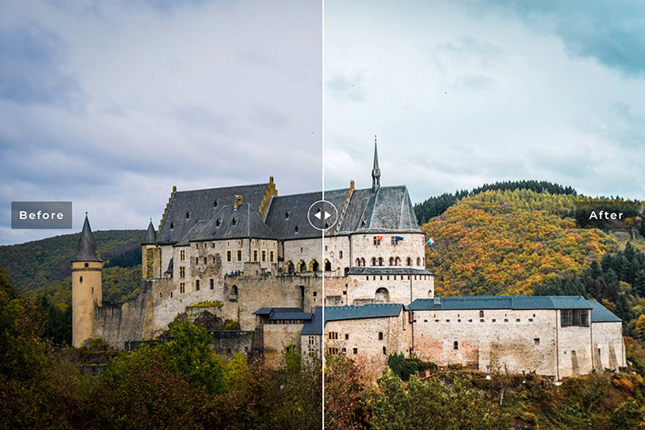 40 پریست لایت روم و پریست کمرا راو و اکشن فتوشاپ لوکزامبورگ Luxembourg Lightroom Presets