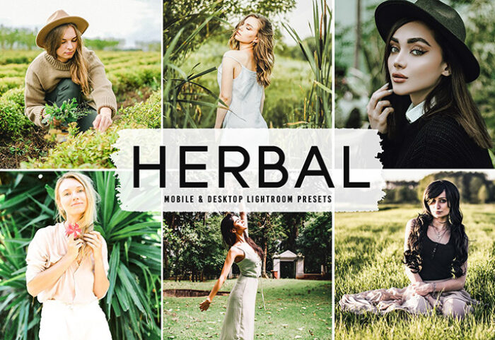 40 پریست لایت روم پرتره و پریست کمرا راو و اکشن فتوشاپ Herbal Lightroom Presets