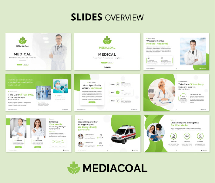 قالب پاورپوینت حرفه ای تم پزشکی Mediacoal – Medical PPT Presentation Template