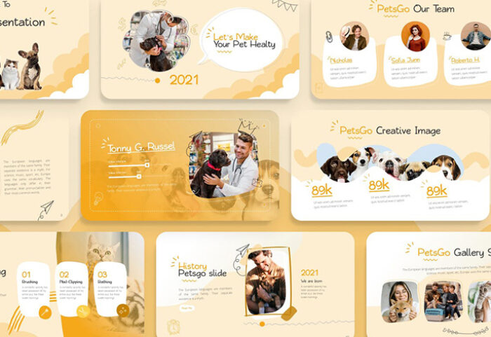 قالب پاورپوینت حرفه ای پت شاپ PetsGo Petshop Creative PowerPoint Template
