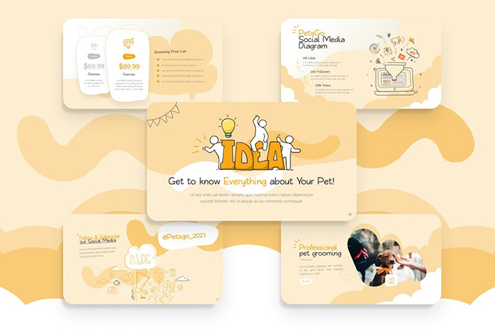 قالب پاورپوینت حرفه ای پت شاپ PetsGo Petshop Creative PowerPoint Template