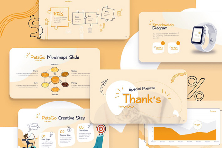 قالب پاورپوینت حرفه ای پت شاپ PetsGo Petshop Creative PowerPoint Template