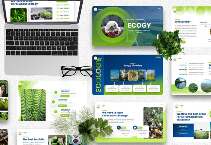 قالب پاورپوینت و گوگل اسلایدر تم محصولات ارگانیک Ecogy Ecology Environment Presentation