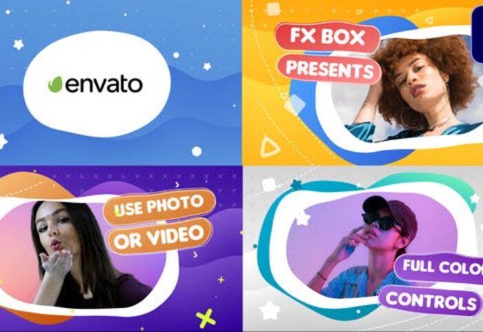 پروژه آماده پریمیر اسلاید شو رنگی با موزیک Colorful Slideshow Premiere Pro MOGRT