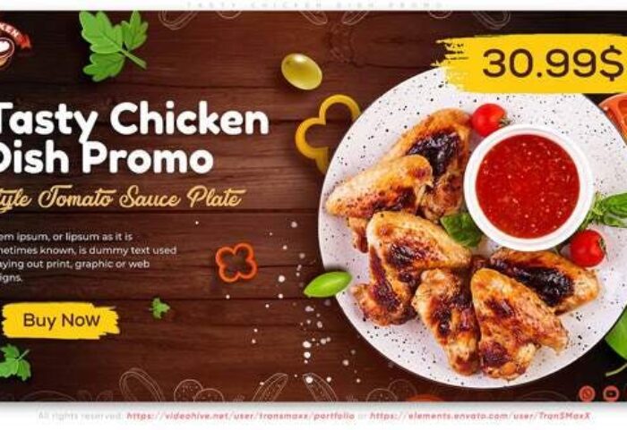پروژه افتر افکت با موزیک تبلیغات رستوران Tasty Chicken Dish Promo