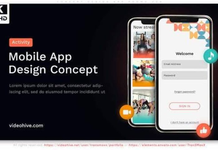 پروژه افتر افکت تبلیغات طراحی اپلیکیشن موبایل Concept Design App Promo V07