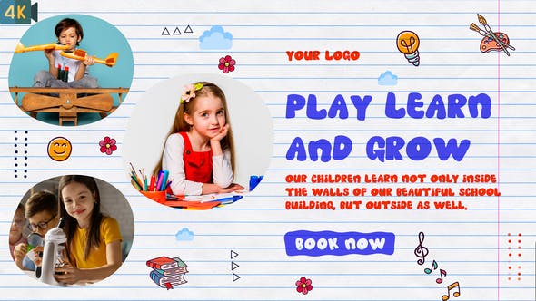 پروژه افتر افکت رزولوشن 4K تبلیغات مهد کودک Kids Promo Kindergarten Slideshow پروژه افتر افکت رزولوشن 4K تبلیغات مهد کودک Kids Promo Kindergarten Slideshow