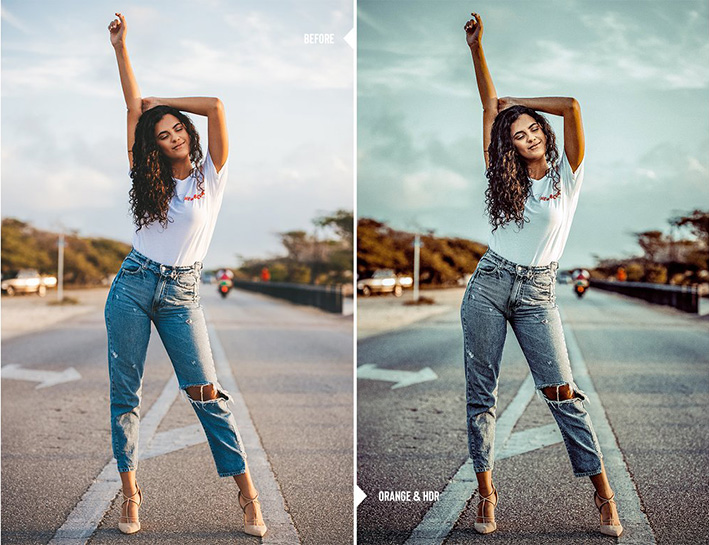 39 پریست لایت روم و کمرا راو فوق حرفه ای تم نارنجی ORANGE tone Lightroom presets
