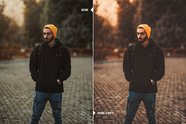 39 پریست لایت روم و کمرا راو فوق حرفه ای تم نارنجی ORANGE tone Lightroom presets