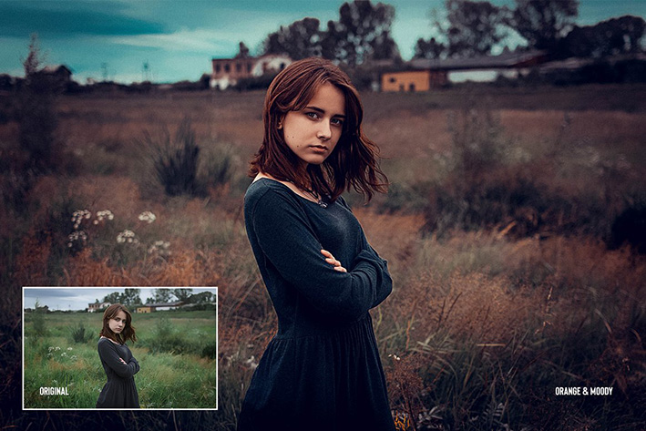 39 پریست لایت روم و کمرا راو فوق حرفه ای تم نارنجی ORANGE tone Lightroom presets