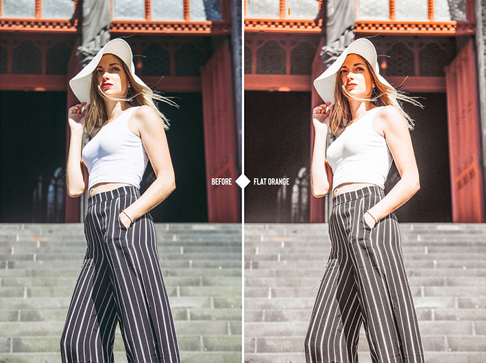 39 پریست لایت روم و کمرا راو فوق حرفه ای تم نارنجی ORANGE tone Lightroom presets