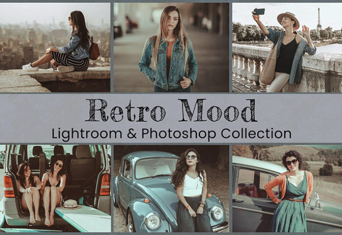 50 پریست لایت روم و کمرا راو تم رنگ قدیمی Retro Lightroom Photoshop Preset LUT
